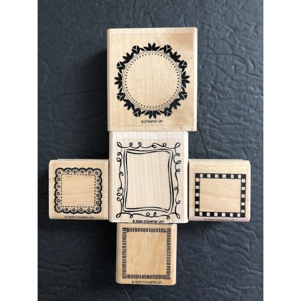 Stampin' Up Rubber Stamps Lot Frames Assortment Circle Checkerboard Square Lace